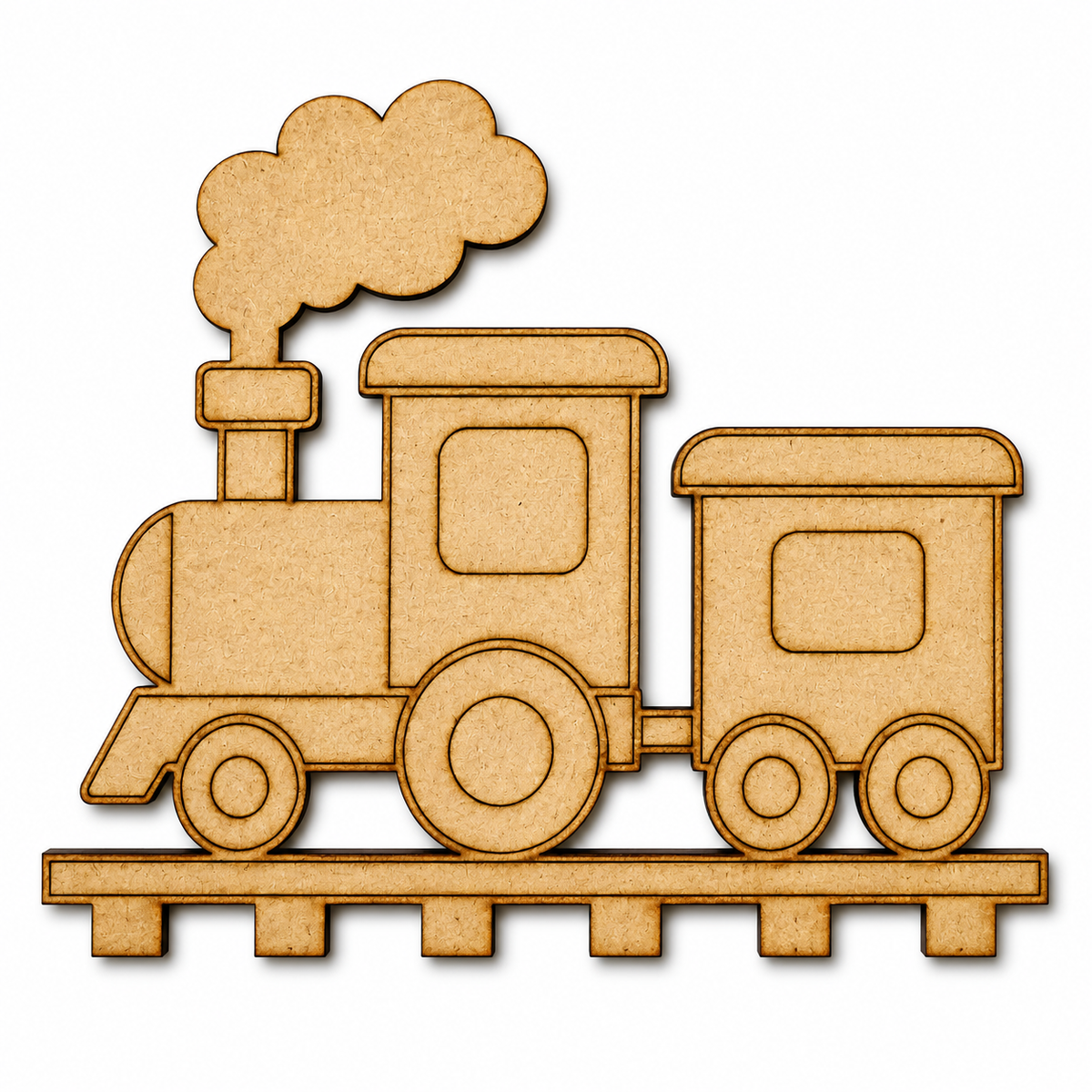 Train MDF wooden cutout blank for painting, resin art, railway-themed crafts, nursery décorband DIY creative projects