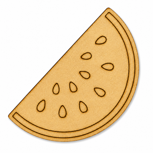 Watermelon Slice MDF wooden cutout blank for kitchen décor, fruit wall art, painting, resin art, and DIY crafts.